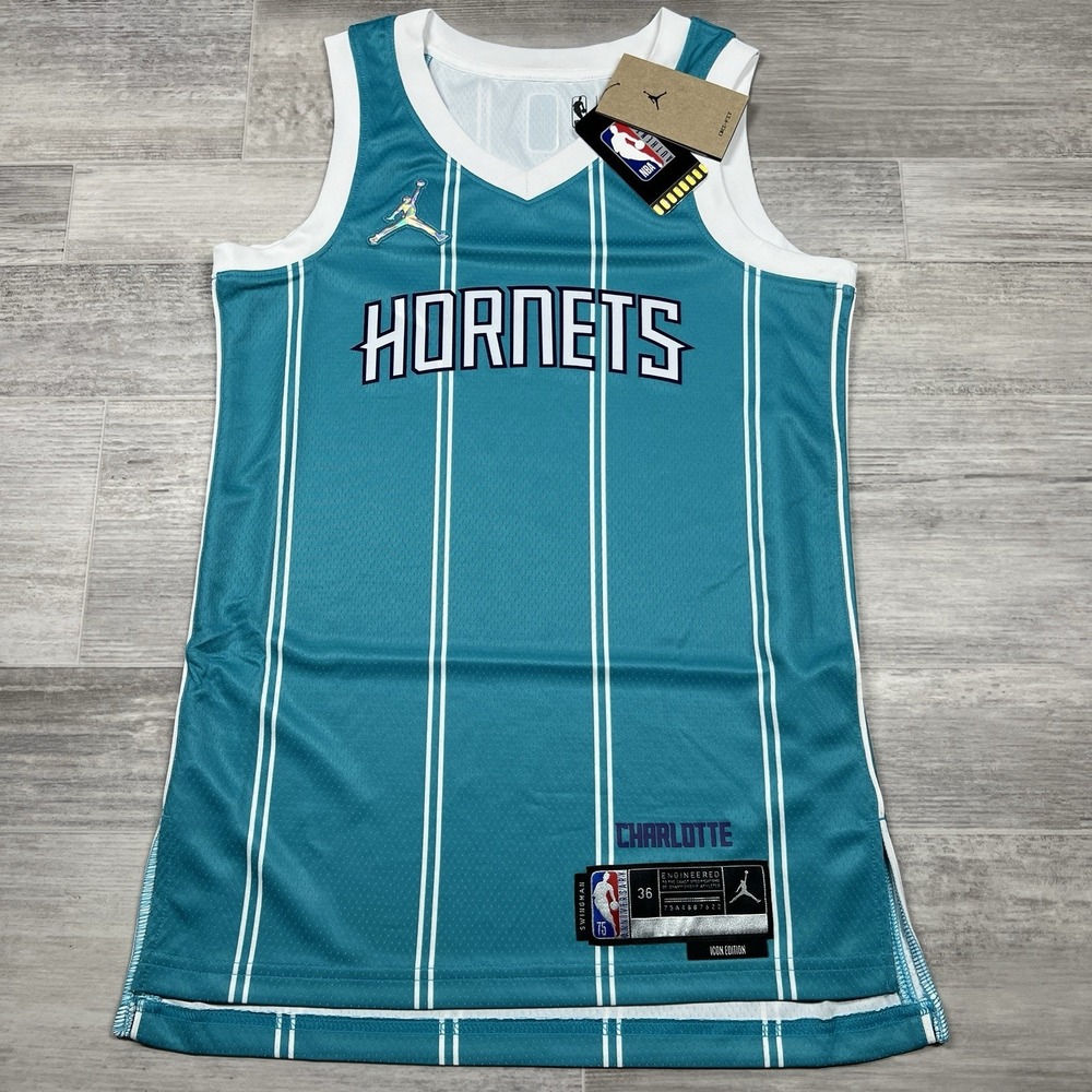Nike Jordan Charlotte Hornets Jersey Mens XS Swingman NBA Teal‎ Icon Edition NWT